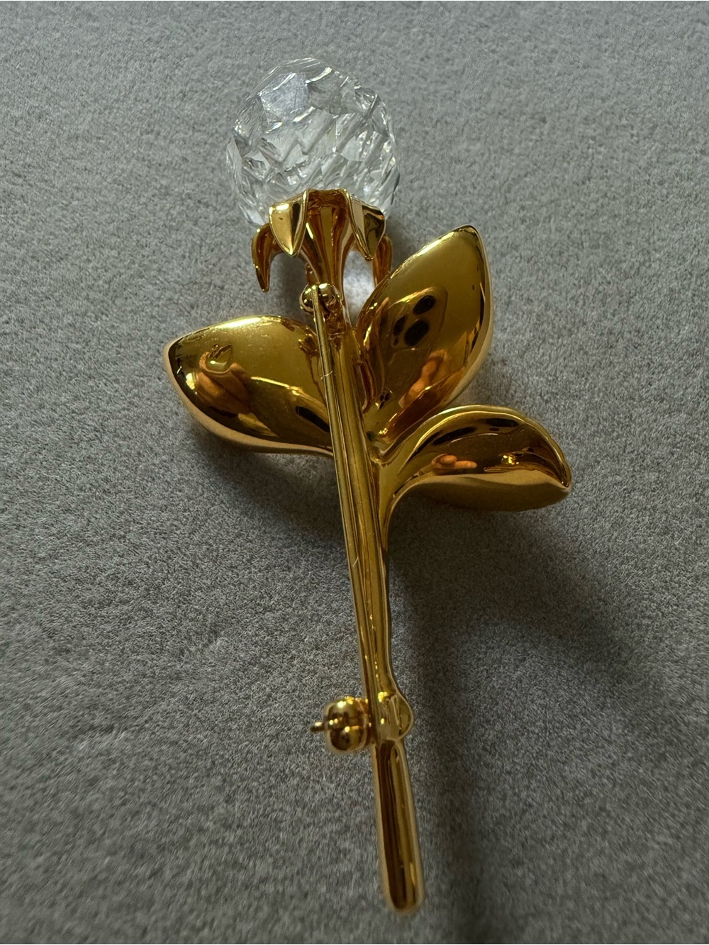 Swarovski Women Gold Tone Crystal Rose Flower Brooch Pin Statement Piece - Picture 9 of 15
